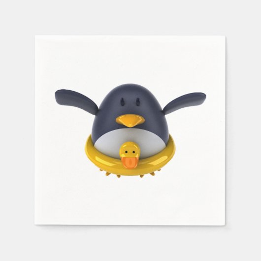 Serviette En Papier Pingouin Avec Papier Caoutchouc (Devant)