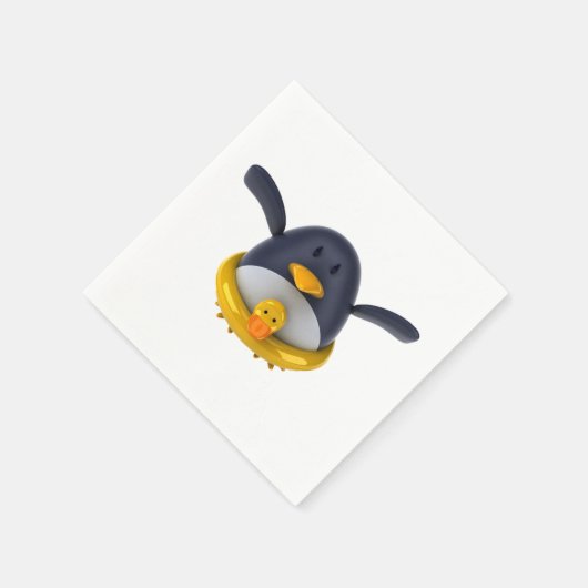 Serviette En Papier Pingouin Avec Papier Caoutchouc (Coin)