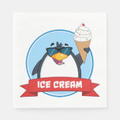 Serviette En Papier Pingouin cool tenant de la crème glacée (Devant)