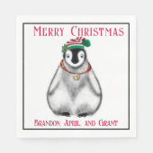 Serviette En Papier Pingouin de Noël mignon, animal arctique festif (Devant)