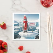Serviette En Papier Pingouin De Noël Sur Un Iceberg (En situation)