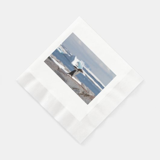 Serviette En Papier Pingouin devant une arche de glace (Coin)