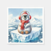Serviette En Papier Pingouin d'hiver dans les flocons de neige (Devant)