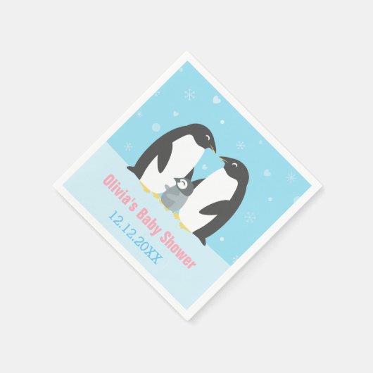 Serviette En Papier Pingouin d'hiver Famille Papier Baby shower Napkin (Coin)