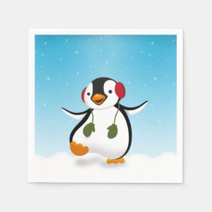 Serviette En Papier Pingouin d'hiver mignon
