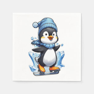 Serviette En Papier Pingouin d'hiver prise de glace