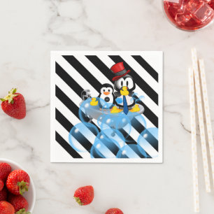 Serviette En Papier Pingouin en papier, bandes noires et blanches