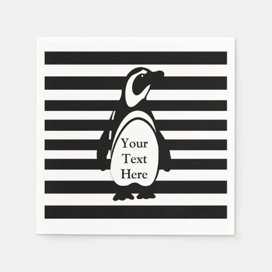 Serviette En Papier Pingouin et rayures (Devant)