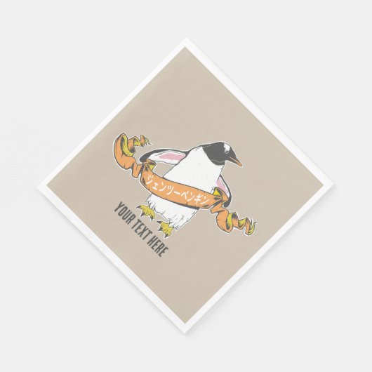 Serviette En Papier Pingouin Gentoo écriture japonaise Kanji (Coin)