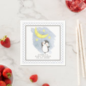 Serviette En Papier Pingouin Lune Aquarelle Baby shower serviettes (En situation)