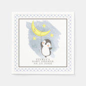 Serviette En Papier Pingouin Lune Aquarelle Baby shower serviettes (Devant)
