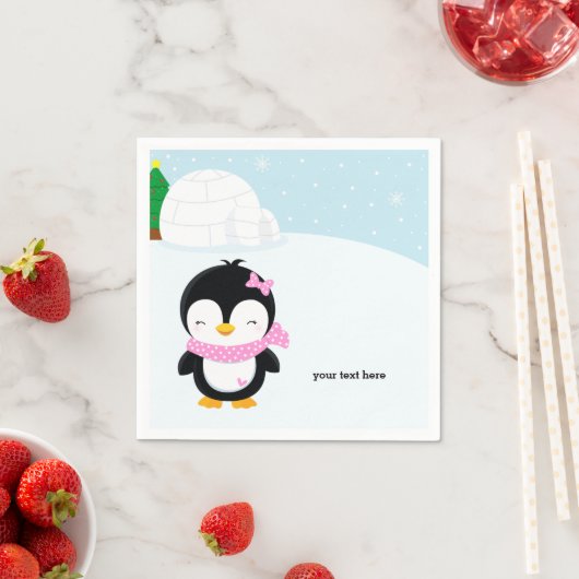 Serviette En Papier Pingouin mignon (En situation)