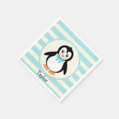 Serviette En Papier Pingouin mignon avec Bowtie Turquoise (Coin)