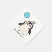 Serviette En Papier Pingouin mignon avec un ballon Anniversaire person (Coin)