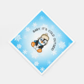 Serviette En Papier Pingouin mignon bébé avec Arrière - plan de flocon (Coin)