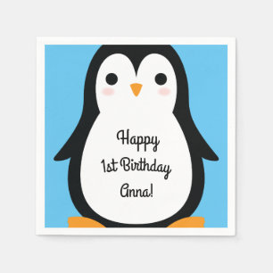 Serviette En Papier Pingouin mignon hiver 1er anniversaire fête Napkin