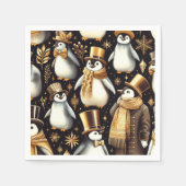 Serviette En Papier Pingouin noir et doré (Devant)