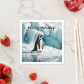 Serviette En Papier Pingouin Sur Iceberg (En situation)