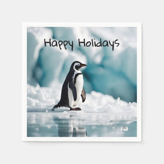 Serviette En Papier Pingouin Sur Iceberg (Devant)