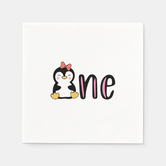 Serviette En Papier Pingouin un 1er anniversaire (Devant)
