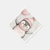 Serviette En Papier Pingouin Whimsical Anniversaire Napkin | rose vint (Coin)