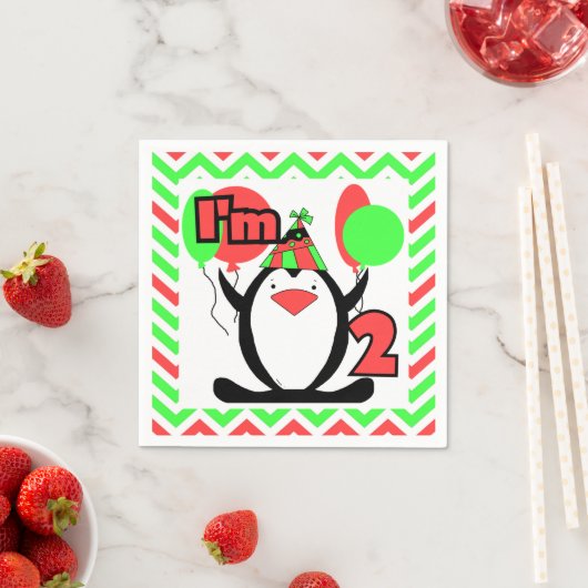Serviette En Papier Pingouins 2ème Anniversaire Papier serviettes (En situation)