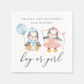 Serviette En Papier Pingouins aquarelle. Garçon ou fille. Détection du (Devant)