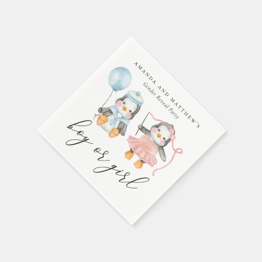 Serviette En Papier Pingouins aquarelle. Garçon ou fille. Détection du (Coin)