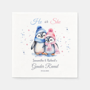 Serviette En Papier Pingouins Bébé mignons Lui ou elle hiver Révélatio