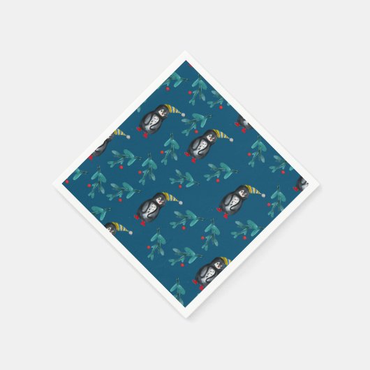 Serviette En Papier Pingouins de Noël (Coin)