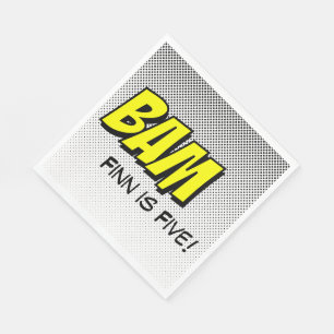 Serviette En Papier Pingouins de pingouins de super-héros Jaune "Bam" 