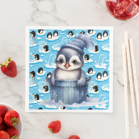 Serviette En Papier Pingouins En Jeu Dîner Papier Serviettes (En situation)