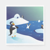 Serviette En Papier Pingouins Et Glace (Devant)