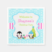 Serviette En Papier Pingouins mignons d'hiver (Devant)