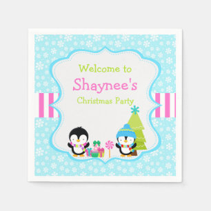 Serviette En Papier Pingouins mignons d'hiver