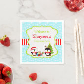 Serviette En Papier Pingouins mignons d'hiver (En situation)