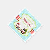 Serviette En Papier Pingouins mignons d'hiver (Coin)
