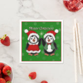 Serviette En Papier Pingouins verts Joyeux Noël serviettes (En situation)