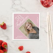 Serviette En Papier Pink 30 et Fabulous Elegant Photo 30th Birthday (En situation)