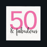 Serviette En Papier Pink 50 et Fabulous Woman's 50th Birthday Party<br><div class="desc">Faites une grande fête pour célébrer le 50e anniversaire et sortez avec ces amusantes et colorées serviettes en papier rose et noir 50 et fabuleuses. Allez,  ma fille !</div>
