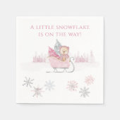 Serviette En Papier Pink A Little Snowflake Baby shower (Devant)