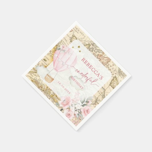 Serviette En Papier Pink Air Balloon n'est-elle pas un anniversaire en (Coin)