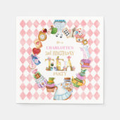 Serviette En Papier Pink Alice in Wonderland 3rd Birthday   (Devant)