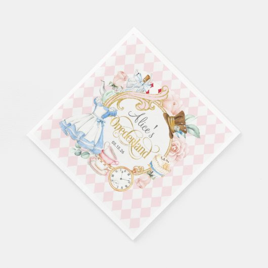 Serviette En Papier Pink, Alice Onederland, Mad Hatter, Tea party (Coin)