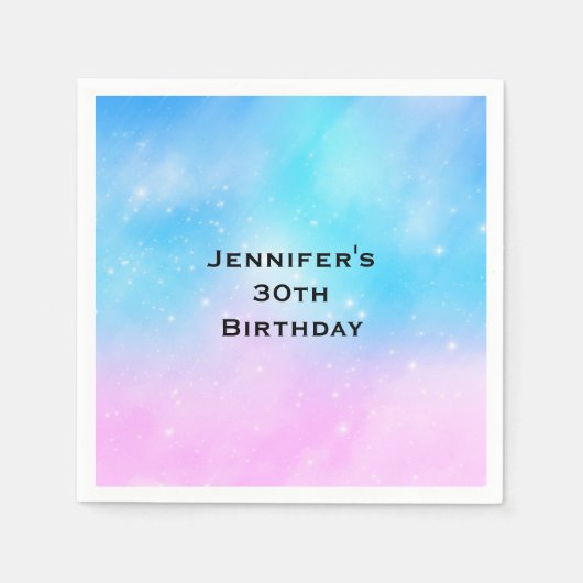 Serviette En Papier Pink and Blue Pastel Gradient Sky Anniversaire (Devant)