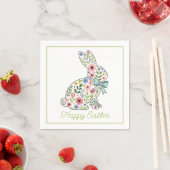 Serviette En Papier Pink and Blue Wildflower Easter Rabbit (En situation)