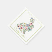 Serviette En Papier Pink and Blue Wildflower Easter Rabbit (Coin)