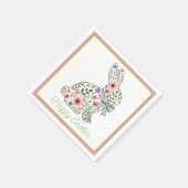 Serviette En Papier Pink and Blue Wildflower Easter Rabbit (Coin)