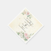 Serviette En Papier Pink and White Rose Dusky Blooms Program Fans (Coin)