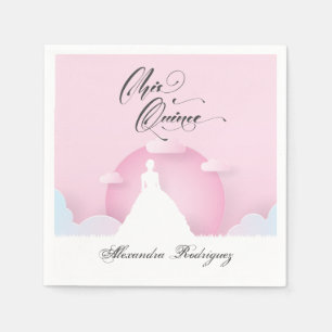 Serviette En Papier Pink and White Silhouette